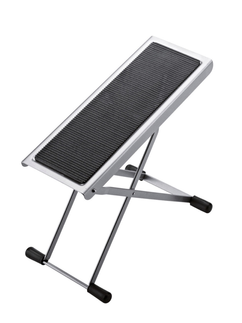 Adjustable 6 Position High Black Guitar Footstool on Silver Frame NWOT